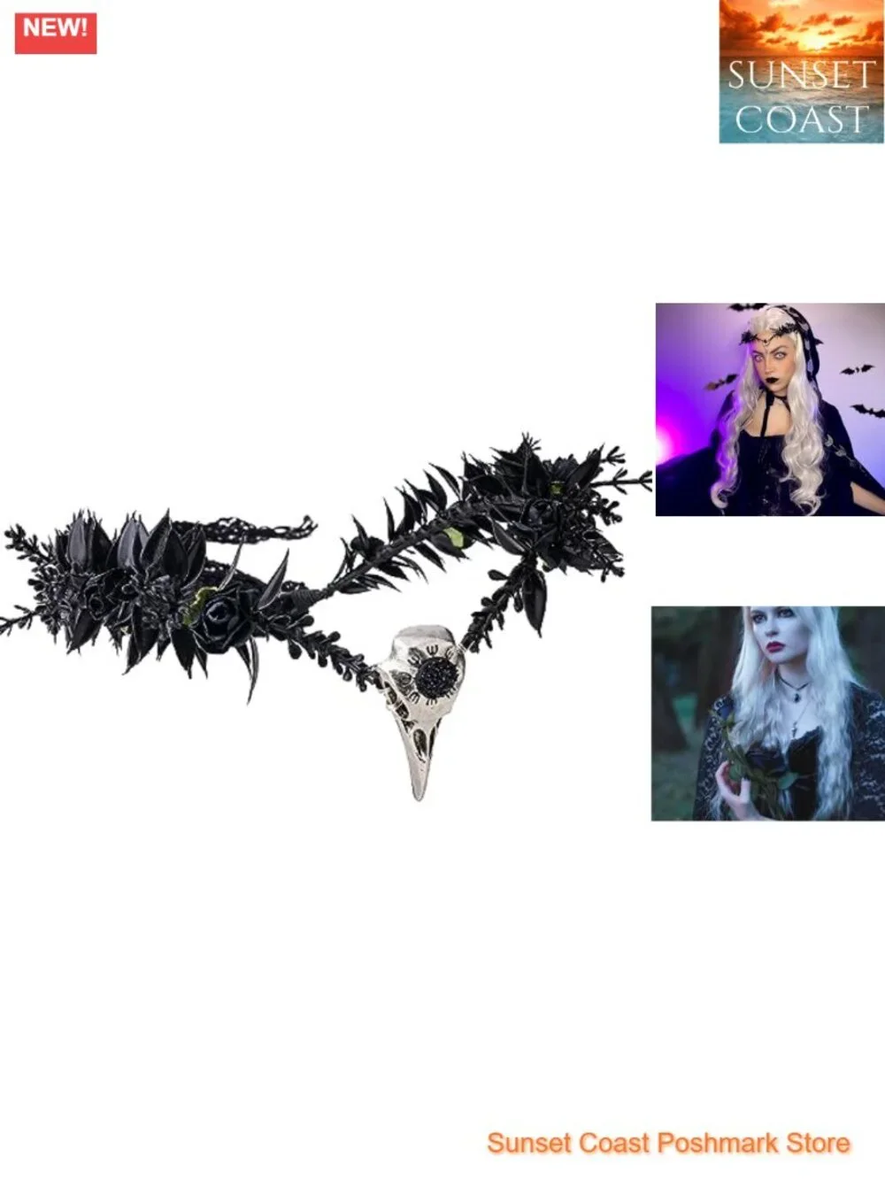 Dark Fairy Flower Crown Gothic Skull Headband Circlet